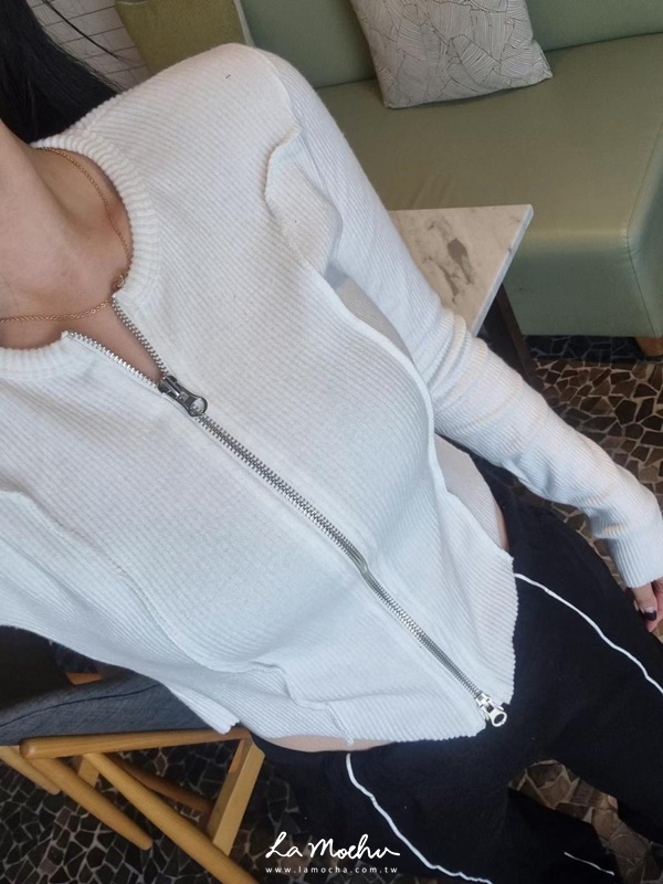 雙邊拉鍊合身線條辣妹上衣